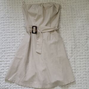 Monteau Cream Strapless Dress with Belt